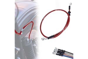 IUVWISN Durite frein hydraulique moto Tuyau d'huile de frein en acier inoxydable 28 degrés M10 500-2000mm Universel pour Pit Dirt Bike Motocross Street Bike ATV 900mm Rouge