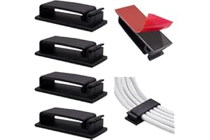 pangutheos 50 Pezzi Clip per Cavi, Fermacavo Adesivo, Organizer Cavi Scrivania per Cavo Ethernet PC TV di Casa e Ufficio (Nero)