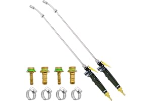 VANPET 29 Inches Replacement Sprayer Wand,2 Brass Barbs Match 3/8'' & 1/4'' Hoses, Stainless Steel Universal Sprayer Wand with Shut off Valve & 4 Hose Clamps (2 Pack Sprayer Wand)