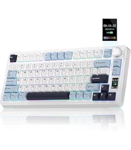 【限定値下げ】 Aula F75 Sea Salt Blue Reaper AULA F75 75% Wireless Mechanical Keyboard, Hot Swappable Creamy