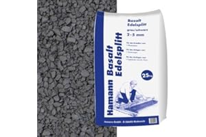 Hamann Mercatus GmbH Basalt Edelsplitt Anthrazit 2-5 mm 25 kg - Zur dekorativen, kreativen und individuellen Gartengestaltung, Dekorativ, Pflegeleicht, Drainage, Unkrauthemmend