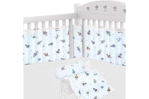 Aolso Cot Bumper, 2 st andningsbart nätfoder, Crib Rail Cover Baby Crib Bumper, Baby Boys Girls Nursery Breathable Crib Liner Stötfångare (raket