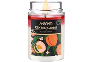 ANSOYER Candele di soia profumate, candele a barattolo per aromaterapia per la casa profumate, candele a lunga durata con 70 ore di combustione 311g (Pesca Litchi)