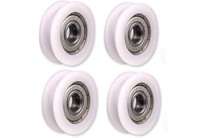 Atoplee 4pcs Round Groove Nylon Pulley Wheels Roller for Slide Gate/Angle Bar/Drawers (5x24x7mm)