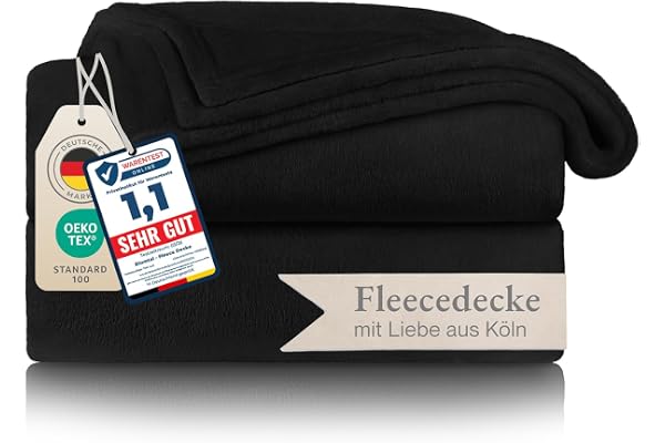 Blumtal fleecefilt 270 x 230 – svart pläd med Oeko-Tex certifierad, sofföverkast – filt för soffa, kokong pläd – tjock fleecefilt, fluffig, mjuk och varm – hög kvalitet