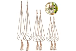 ‎HAPPY FINDING 6 Stück Makramee Blumenampel aus Leinen, blumenampeln aufhängen In 3 Größen, Blumentopf Hängend Pflanzen Halter | ampel Aufhänger aus Hanfseil Pflanzenhalter für Innen Außen Decken Balkone Dekoration