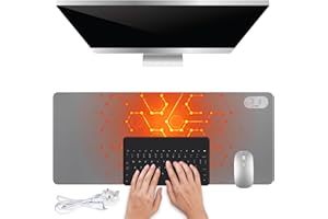 KBIBCK Heated Mouse Pad, 90x40cm Heated Desk Mat,3 Hours Automatic Shut-Off,Heated Desk Pad with Sedentary Reminder Function, Waterproof Warm Mouse Mat,Large Heated Deskmat for Office Home Work (Grey