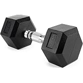 XTREXO Hex Dumbbells 2.5kg - 35kg Ergonomic Chrome Handle Rubber Cast Iron Dumbbells Home Fitness Equipment Suitable for Men