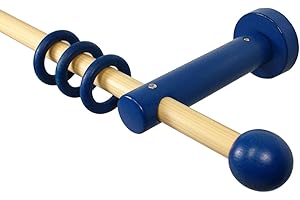 iso-design Holz Gardinenstangen Kiefer Blau mit 16 mm Durchmesser Endstück Kugel, Länge 160 cm