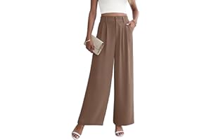 Yommay Work Trousers for Women Comfy Elegant Lounge Ladies Suit Trousers High Waisted Wide Leg Business Pants with Pockets