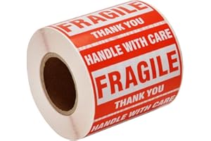 Alitamei Vorsicht zerbrechlich 500 Zerbrechliche Aufkleber 2"x3" Fragile Stickers Labels Moving Achtung Warnaufkleber-"HANDLE WITH CARE - FRAGILE - THANK YOU"