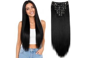 CAISHA XL 60cm 7 Piece Set CLIP IN EXTENSIONS Hair Extension Hairpiece Straight Natural Black CE25