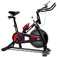 PowerMax Fitness BS-130 Spin Exercise Bike [8Kg Flywheel, Max User Weight 130kg, LCD Display, 3pc Crank, Bottle Holder, Anti-slip Pedals and Comfortable Seat] 1 Year Manufacturer Warranty, Black