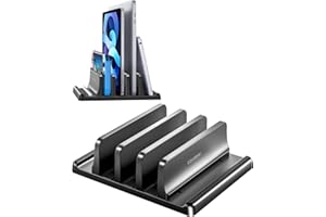 VAYDEER Vertikaler Laptopständer - Platzsparend & Verstellbar, 5-in-1, 3 Steckplätze, für MacBook, Notebook, iPad & Laptops bis 17,3 Zoll - Schwarz.