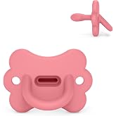 Suavinex, All Silicone Pacifier, for Babies 6/18 Months, Pink | Con Tetina Fisiol&oacute;gica SX Pro, Sim&eacute;trica, Plana y Flexible, R