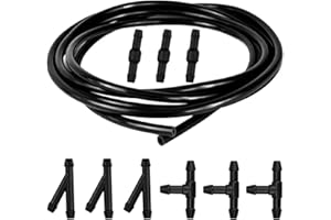 QESSUVNC Car Windshield Washer Hose Kit 3m Windscreen Washer Hose with 9 Hose Connectors (Y I T-Type) Universal Windscreen Wiper Hose Rubber Windscreen Washer Pipe Connect Car Water Pump and Nozzles