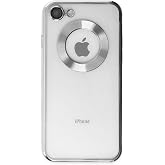 KZY İletişim Apple iPhone 7 ile Uyumlu ile uyumlu Kapak Yanları Renkli Lens Korumalı Logo G&ouml;steren Şeffaf Luxury Kılıf - Gri