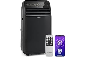 Klarstein Climatiseur Mobile Silencieux, Smart Climatiseur 4 en 1, Mode Nuit, Déshumidificateur, Ventilateur, Mini Climatisation à Faible Conso, Evacuation, Clim Portable, 12000 BTU, Climatiseurs