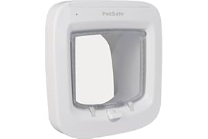 PetSafe Chatière à Puce électronique, accès sélectif pour Votre Chat, empêche Les étrangers d'entrer, Installation Facile, Chats jusqu'à 7 kg, Blanc