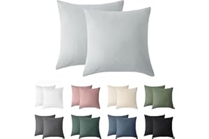 ‎JELLYMONI Jellymoni Kissenbezug 50x50 Baumwolle 2er Set Kissenbezüge Hellgrau Oeko-Tex 100% Gewaschene Baumwolle Kopfkissenbezug mit Verstecktem Reißverschluss Weich 2 Stück Kissenhülle für Kissen 50x50cm