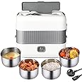 VAODO Electric Lunch Box Food Heater, 200W Stackable Superheating Lunch Box, 2L Capacity Rapid Heating Work Lunch Box with 4 Stainless Steel Liners, Portable Food Warmer for Home and Office
