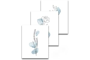 HesenDot Unframed Blue Botanical Wall Art Set of 3,30x40cm Boho Wall Art Decor,Abstract Floral Prints,Real Quality Canvas Paintings Posters Decoration in Bathroom,Living Room,Bedroom