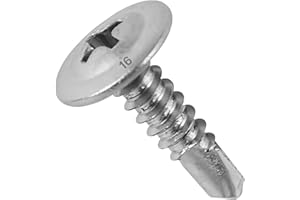 CUBIBOO® Pack de 100 Tornillos Autotaladrantes Ø4,2 x 16mm Cabeza Ancha Abombada con huella PH/cruciforme - en Acero Galvanizado - Tornillos Roscachapas - Color Plata + Metro de regalo