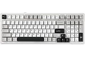 EPOMAKER x AULA F99 Wireless Mechanical Keyboard, Hot Swappable Gasket Custom Gaming Keyboard with Five-Layer Padding, Bluetooth/2.4GHz/USB-C, 8000mAh Battery (White Grey, Nimbus V3 Switch)