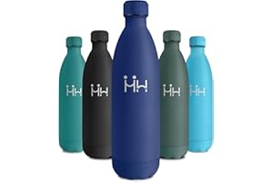 KOLLYKOLLA Garrafa Termica 1L, Botella Termica sin BPA Reutilizable, Botella Agua con Doble Pared, A Prueba de Fugas, Botella Agua Acero Inoxidable Ideal para Colegio, Gimnasio, Oficina, Deporte, Camping
