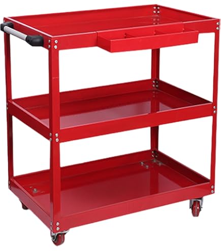ANRYAGF Utility Carts With Wheels, 3 Tier Rolling Cart With Wheels Kitchen Food Cart On Wheels Heavy Duty Cart 510 Lbs Capacity Lockable Wheels Rubber Hammer 169 D X 315 W X 395 H