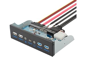 Hima USB3.0 front panel hub, optical drive 5.25'' panel computer expansion board, 7 ports support Type-C, USB 3.0, USB 2.0, microphone input and audio output ports support SATA hard drive chassis DIY