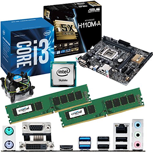 INTEL Skylake Core i3 6100 3.7Ghz, ASUS H110M-A Motherboard & 8GB 2133Mhz DDR4 Crucial RAM Bundle