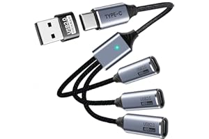 Seminer Rozdzielacz USB C, 3-portowy z adapterem USB do przesyłania danych, rozdzielacz USB-C do ładowania, męski na żeński kabel typu C, kompatybilny ze smartfonem, komputerem, pendrivem, klawiaturą