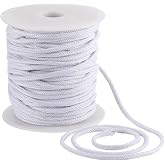 GORGECRAFT 30mx3.6mm White Cotton Rope Replacement Strings with Soft Cord Macrame Cotton Trim Round Thread Cord Multipurpose