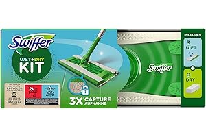 Swiffer Bodenwischer Starterkit, Bodenwischer trockene + feuchte Bodentücher, schnelle & einfache Bodenreinigung