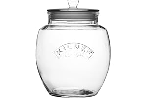 Kilner Universal Jar Push-Top Lid 4 Litre Glass Food Container with Silicone Seal Kitchen Pantry Storage for Dry Foods Biscuits Sweets