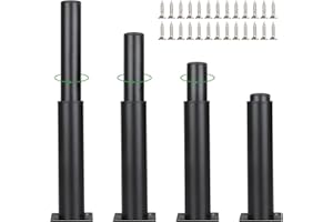 YOUNTHYE 4 nóżki meblowe, regulowane, 180-330 mm, nogi do stołu, mebli, nogi meblowe, metalowe, czarne, nóżki do szafy, okrągłe, nóżki meblowe do szafki pod telewizor, sofy, stołu, fotela, biurka