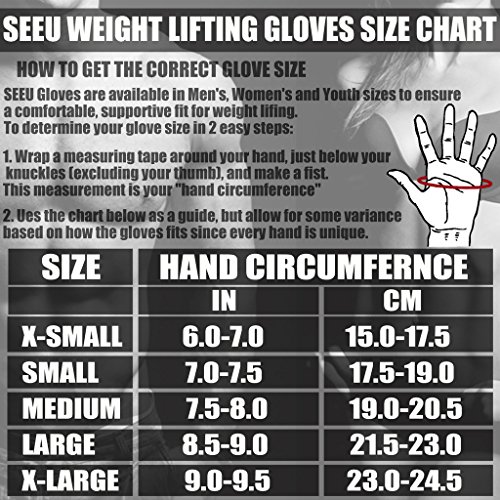 SEEU Damen Herren Gewichtheben Handschuhe Fitnesshandschuhe Trainingshandschuhe für Krafttraining, Workout, Bodybuilding, 5 Farben, Gr.XS bis L - 2