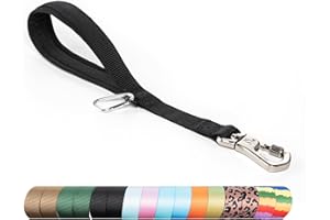 TSPRO Correa para Perros de Adiestramiento, Correa Corta para Perros Grandes, 36 cm con Fibulilla de Metal Resistente y Asa Acolchada Cómoda (Negro)