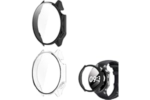 CBDYWVR Case for ONEPLUS Watch 2 Smartwatch, Screen Protector Cover for OnePlus Watch 2, Hard PC Frame Embedded with Tempered Glass, Compatible with OnePlusWatch 2 (2 Pack-Black + Transparent)