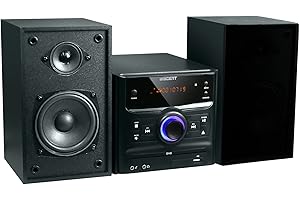 WISCENT Bluetooth Impianto Stereo Casa, Compatti Sistemi Micro HiFi con Bluetooth, Lettore CD, Lettore DVD, Radio FM, USB, MP3, AUX-in, Mic, 30W, Stereo compatti Hi-Fi Lettore CD