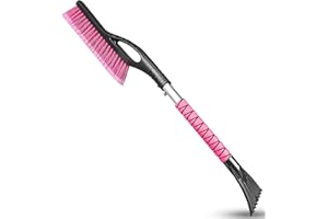 ‎HEEYA HEEYA Eiskratzer Auto, 69cm Schneeburste und Eiskratzer mit Schaumstoffgriff, Abnehmbarer Schneekaber für SUV LKW Jeep Fahrzeug Auto Windschutzscheibe Fenster - Rosa