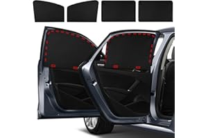 2WIN2BUY Car Side Window Sun Shade, 4 Pcs Magnet + Velcro Reinforcement Car Window Covers Blackout Privacy Car Curtains Universal UV Protection Automotive Window Sunshades for Family Baby Kids Car Camping