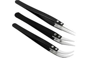 RSYHVG 3Pcs Stainless Steel Ceramic Pointed Tweezers for Electronic Repair,Jewelry Making,Laboratory Work,High Temperature Resistant Insulated Clamping Tools