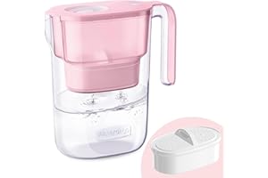 ‎WATERDROP Waterdrop Elfin Kühlschrank Wasserfilterkrug mit 1×90 Tage Filterkartusche, Reduziert Fluorid, Chlor und Mehr, 2.5L, NSF Zertifizierter, BPA Frei, Rosa (Ersatzfilter: WD-PF-01A Plus)