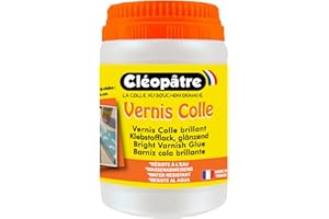 CLEOPATRE- Vernis Colle Transparent brillant, séchage rapide- Sans solvant - Pot de 250 g