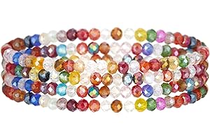 FULU AUTUMN Bracciale Donna Bohemien con Perle di Cristallo Multistrato Braccialetti con Perline Elastico Impilabili Gioielli Moda Estivi Regalo San Valentino per Lei