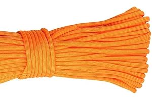 HXIU 64FT(20M)Nylon Rope Nylon Cord Washing Line Rope，Black Rope Solid Nylon Line, Black Flagline String Cord, All Purpose Tie-Down Ropes for Camping Outdoor Garden (Orange, 6MM)