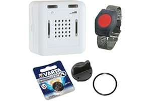 ELDAT RS10E mit Batterie-Wechselset: Hausnotruf ohne Quittierungsfunktion mit Notrufarmband für die häusliche Pflege, Notrufsystem mit Notruf Armband, Notrufknopf für Senioren