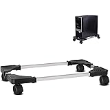 Whchiy Mobile CPU Stand Adjustable Computer Case Holder with 4 Caster Wheels Suitable for Most PC (Black)